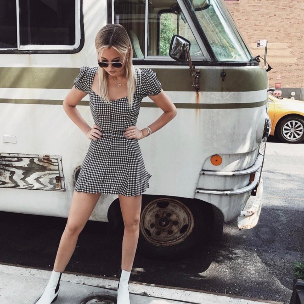Reformation Lucinda Black and White Gingham Mini Dress Size 4
